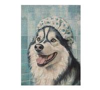 Puzzles pour Adolescents 1000pcs(52x38cm) Puzzles pour Adultes Alaskan Malamute Bath Time Fun Jeux De Détente Cadeau d'anniversaire Cadeaux d'anniversaire Uniques 1000pcs(52x38cm)