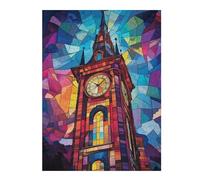 Puzzles pour Adolescents 1000pcs(52x38cm) Puzzles pour Adultes Colorful Stained Glass Clock Tower Jeux De Détente Cadeau d'anniversaire Cadeaux d'anniversaire Uniques 1000pcs(52x38cm)