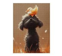 Puzzles pour Adolescents 1000pcs(52x38cm) Puzzles pour Adultes Duck on Dog Head Jeu Manuel Difficile, Difficile, Unique, Cadeau d'anniversaire