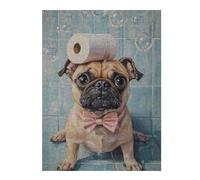 Puzzles pour Adolescents 1000pcs(52x38cm) Puzzles Pug in Bathtub with Toilet Paper-1 Puzzles pour Adultes Jeux Relaxants Assemblage De Motifs pour Anniversaire, Noël 1000pcs(52x38cm)