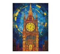 Puzzles pour Adolescents 1000pcs(52x38cm) Puzzles Stained Glass Clock Tower Art Print Puzzles pour Adultes Jeux Relaxants Assemblage De Motifs pour Anniversaire, Noël 1000pcs(52x38cm)