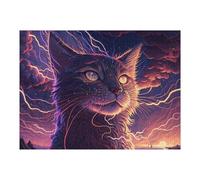 Puzzles pour Adolescents 1000pcs(52x38cm) Puzzles Thunderstorm Cat Art Print Puzzle pour Adultes Jeu Manuel Vacances À La Maison Tuer Le Temps Faire Travailler Le Cerveau 1000pcs(52x38cm)