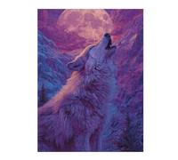 Puzzles pour Adolescents 1000pcs(52x38cm) Puzzles Wolf Howling at Full Moon Poster Puzzles pour Adultes Jeux Relaxants Assemblage De Motifs pour Anniversaire, Noël 1000pcs(52x38cm)