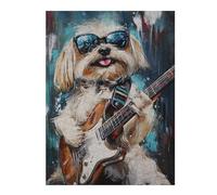 Puzzles pour Adolescents 1000pcs(52x38cm) Rock Star Pooch Cool Dog Playing Guitar -1 Puzzles pour Adultes Jeux De Société Cadeaux pour Femmes Cadeaux Anti-Stress 1000pcs(52x38cm)