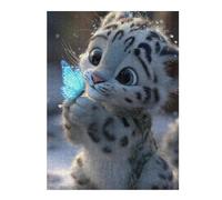 Puzzles pour Adolescents 1000pcs(52x38cm) Snow Leopard Cub with Butterfly Puzzle Familial, Jeu, Décoration Murale, Cadeaux Uniques d'anniversaire Et De Noël 1000pcs(52x38cm)
