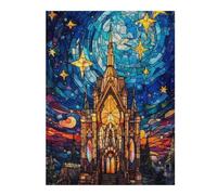 Puzzles pour Adolescents 1000pcs(52x38cm) Stained Glass Castle Night Sky Puzzles pour Adultes, Jouets, Décoration Murale, Cadeaux pour La Maison, pour Les Amis Et La Famille 1000pcs(52x38cm)