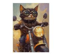 Puzzles pour Adolescents 1000pcs(52x38cm) Steampunk Cat Biker Art Print Puzzles pour Adultes, Jeux Relaxants, Course De Vitesse Manuelle, Cadeau d'anniversaire, Cadeaux, 1000pcs(52x38cm)
