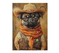Puzzles pour Adolescents 1000pcs(52x38cm) Western Pug Sheriff Costume Puzzles pour Adultes, Jeux Relaxants, Course De Vitesse Manuelle, Cadeau d'anniversaire, Cadeaux, 1000pcs(52x38cm)
