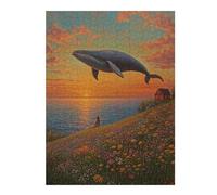 Puzzles pour Adolescents 1000pcs(52x38cm) Whale Watching Sunset Puzzles pour Adultes, Jeu De Réflexion, Anti-Stress, Activités Amusantes À Faire À La Maison, 1000pcs(52x38cm)