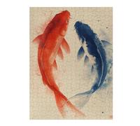 Puzzles pour Adolescents 1000pcs(52x38cm) Yin Yang Koi Fish Art Print Puzzles pour Adultes, Jeu De Réflexion, Anti-Stress, Activités Amusantes À Faire À La Maison, 1000pcs(52x38cm)