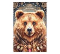 Puzzles pour Adolescents 1000pcs(75x50cm) Bohemian Bear Portrait Puzzles pour Adultes Jeux De Société Cadeaux pour Femmes Cadeaux Anti-Stress 1000pcs(75x50cm)