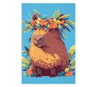 Puzzles pour Adolescents 1000pcs(75x50cm) Capybara with Floral Crown Illustration Puzzles pour Adultes : Jeu Manuel, Améliore La Mémoire, Idéal comme Cadeau pour Toute La Famille 1000pcs(75x50cm)