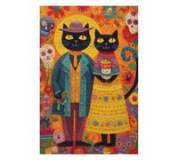 Puzzles pour Adolescents 1000pcs(75x50cm) Colorful Cat Couple Art Print Puzzles pour Adultes, Jeux Relaxants, Course De Vitesse Manuelle, Cadeau d'anniversaire, Cadeaux, 1000pcs(75x50cm)