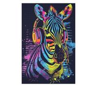 Puzzles pour Adolescents 1000pcs(75x50cm) Colorful Zebra Headphones Art Print Jeu De Puzzle Casse-tête, Jeu Stimulant pour Passer Le Temps À La Maison, Cadeaux 1000pcs(75x50cm)