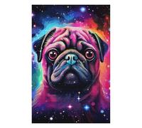 Puzzles pour Adolescents 1000pcs(75x50cm) Cosmic Pug Portrait Puzzle Familial, Jeu, Décoration Murale, Cadeaux Uniques d'anniversaire Et De Noël 1000pcs(75x50cm)