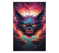Puzzles pour Adolescents 1000pcs(75x50cm) Fiery Demon Cat Artwork Jeu De Puzzle Casse-tête, Jeu Stimulant pour Passer Le Temps À La Maison, Cadeaux 1000pcs(75x50cm)