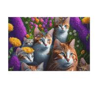 Puzzles pour Adolescents 1000pcs(75x50cm) Floral Fantasy Cats-1 Puzzles pour Adolescents, Jouets Anti-Stress, Une Œuvre d'art, Activités Amusantes À La Maison, 1000pcs(75x50cm)