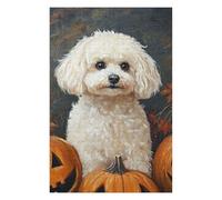 Puzzles pour Adolescents 1000pcs(75x50cm) Halloween Poodle with Pumpkins Puzzles pour Adultes, Jeu De Réflexion, Anti-Stress, Activités Amusantes À Faire À La Maison, 1000pcs(75x50cm)