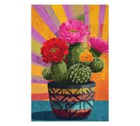 Puzzles pour Adolescents 1000pcs(75x50cm) Puzzles Colorful Cactus Flower Pot Art Print Puzzles pour Adultes Jeux Relaxants Assemblage De Motifs pour Anniversaire, Noël 1000pcs(75x50cm)