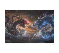 Puzzles pour Adolescents 1000pcs(75x50cm) Puzzles Dragons Battle in Stormy Skies Puzzle pour Adultes Jeu Manuel Vacances À La Maison Tuer Le Temps Faire Travailler Le Cerveau 1000pcs(75x50cm)