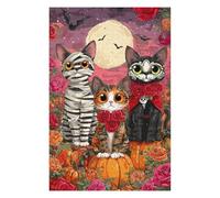 Puzzles pour Adolescents 1000pcs(75x50cm) Puzzles Halloween Cats with Pumpkins Puzzles pour Adultes Jeux Relaxants Assemblage De Motifs pour Anniversaire, Noël 1000pcs(75x50cm)