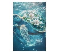 Puzzles pour Adolescents 1000pcs(75x50cm) Puzzles pour Adultes Oceanic Serenity Turtle with Flowers Jeux De Détente Cadeau d'anniversaire Cadeaux d'anniversaire Uniques 1000pcs(75x50cm)
