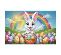 Puzzles pour Adolescents 1000pcs(75x50cm) Rainbow Easter Bunny Basket Puzzles pour Adultes : Jeu Manuel, Améliore La Mémoire, Idéal comme Cadeau pour Toute La Famille 1000pcs(75x50cm)