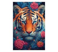 Puzzles pour Adolescents 1000pcs(75x50cm) Tiger Roses Art Print Puzzles pour Adultes Jeux De Société Cadeau d'anniversaire pour Les Gamers 1000pcs(75x50cm)