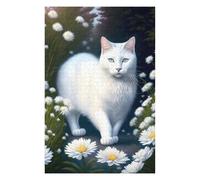 Puzzles pour Adolescents 1000pcs(75x50cm) White Cat Daisy Garden Puzzles pour Adultes Jeux Relaxants Décoration Murale Cadeaux pour Les Amis Et La Famille 1000pcs(75x50cm)
