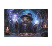 Puzzles pour Adolescents 1000pcs(75x50cm) Wizard Cat Casting Magic Puzzles pour Adultes : Jeu Manuel, Améliore La Mémoire, Idéal comme Cadeau pour Toute La Famille 1000pcs(75x50cm)
