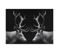 Puzzles pour Adolescents 2 Deer Head Poster Puzzles pour Adultes : des Jouets À Monter Soi-même, Amusants Et Originaux, Parfaits pour Un Anniversaire Ou Noël
