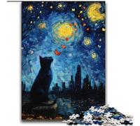 Puzzles pour Adolescents 2000 Night Sky Le Chat de Van Gogh Jouets éducatifs Décoration intérieure Unique et Cadeaux pour Les 14 Ans et Plus 70x100cm