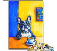 Puzzles pour Adolescents 2000 pièces Bouledogue français Buvant du café Jouets éducatifs pour l'apprentissage Jeux familiaux Améliorer l'amour Entre Les Couples 70x100cm