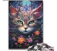 Puzzles pour Adolescents 2000 pièces Chat coloré aux Grands Yeux Convient aux 14 Ans et Plus Jeu Stimulant Excellent Cadeau pour Les Jeux 70x100cm