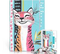 Puzzles pour Adolescents 2000 pièces Chat Souriant à imprimé léopard Casse-tête Activités Amusantes à la Maison, Cadeaux d'anniversaire, Cadeaux de Voyage, 70x100cm