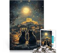 Puzzles pour Adolescents 2000 pièces Chats sous l'Acropole Compétition de Vitesse Manuelle Cadeaux d'anniversaire 70x100cm