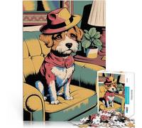 Puzzles pour Adolescents 2000 pièces Chien en Fedora Pop Art Jouet éducatif d'apprentissage Super Cadeau 70x100cm