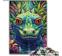 Puzzles pour Adolescents 2000 pièces Crocodile du Nil psychédélique, défi Difficile Anti-Stress avec Affiche et fiche de Questions correspondantes 70x100cm