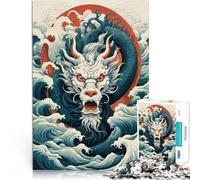 Puzzles pour Adolescents 2000 pièces Fureur des Vagues de la mer du Dragon Japonais Casse-tête Super Cadeau 70x100cm