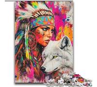 Puzzles pour Adolescents 2000 pièces Le Loup et la Jeune Indienne pour Les 14 Ans et Plus Superbe Jeu de Conception Superbe Jeu de Conception Superbe Cadeau 70x100cm