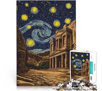 Puzzles pour Adolescents 2000 pièces Nuit étoilée à Petra, Jordanie Jeu Pratique avec des pièces de Formes aléatoires entièrement imbriquées 70x100cm