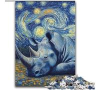 Puzzles pour Adolescents 2000 pièces Rhino Starry Sky Jeu Familial Anti-Stress Défi Difficile Cadeaux du Père Noël Secret 70x100cm