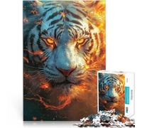 Puzzles pour Adolescents 2000 pièces Tigre Blanc en feu Jouets de Jeu pour Cadeau Familial Cadeaux du Père Noël Secret 70x100cm