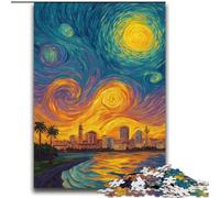 Puzzles pour Adolescents 2000 pièces Ville sous Le Ciel Nocturne Aidez Le Cerveau à exercer Jouets addictifs pour cultiver la Patience Décoration Parfaite 70x100cm
