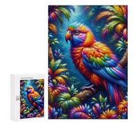 Puzzles Pour Adolescents 300 PCS A Vivid Image of A Tropical Bird with Neon Plumage, Set within A Dense Rainforest. The Bir Jeu De Puzzle Familial Décoration Parfaite Cadeaux Uniques Pour Un Anniversa