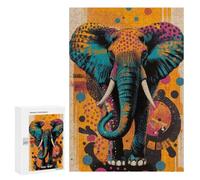 Puzzles pour Adolescents 300 PCS Abstract Elephant Art Vibrant Elephant Pop Art Bold and Striking Wildlife Design Puzzles pour Adolescents, Jouets Anti-Stress, Décoration Murale, Cadeaux D'anniversa