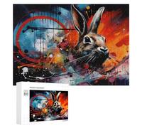 Puzzles pour Adolescents 300 PCS Abstract Rabbit Wall Art Puzzle pour Adultes Jeux Relaxants Décoration Murale pour Les Joueurs 300 PCS
