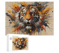 Puzzles pour Adolescents 300 PCS Abstract Tiger Art Print Puzzles pour Adultes Jeu De Réflexion Décoration Intérieure Activités Amusantes À La Maison 300 PCS