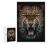 Puzzles pour Adolescents 300 PCS Angry Leopard Face Animal Puzzles pour Adultes - Jeu Manuel Anti-Stress - Cadeaux Uniques pour Anniversaire Et Noël 300 PCS