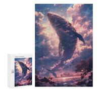 Puzzles pour Adolescents 300 PCS Anime Flying Whale Puzzles pour Adultes - Jeu Manuel Anti-Stress - Cadeaux Uniques pour Anniversaire Et Noël 300 PCS